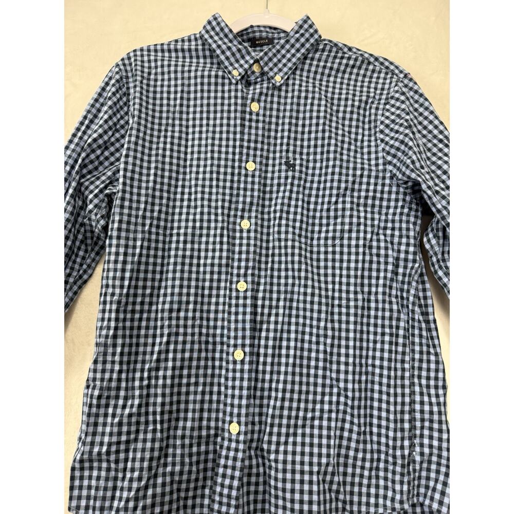 Abercrombie & Fitch Mens Blue White Gingham Muscle Shirt 100% Cotton M